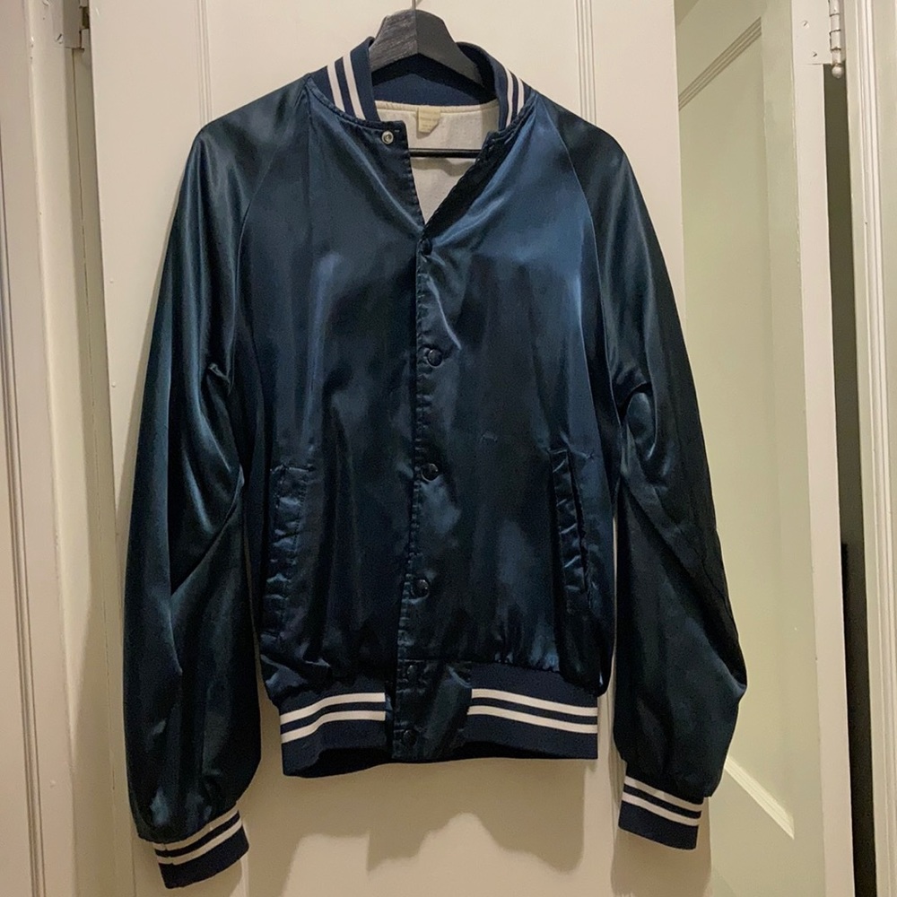 USA MADE || 1980s Satin Bomber/Varsity Jacket